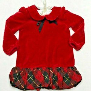 Ralph Lauren Long Sleeve Red Velvet Plaid Dress